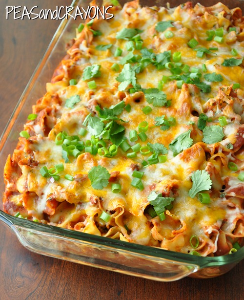 Fiesta Enchilada Casserole [+ Healthy Homemade Enchilada Sauce!] Peas